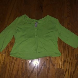 Kim Rogers green button cardigan cropped